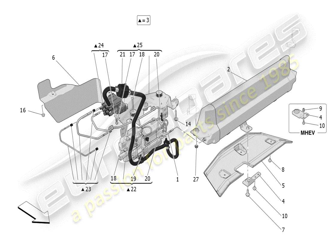 maserati grecale modena (2023) air suspension system part diagram