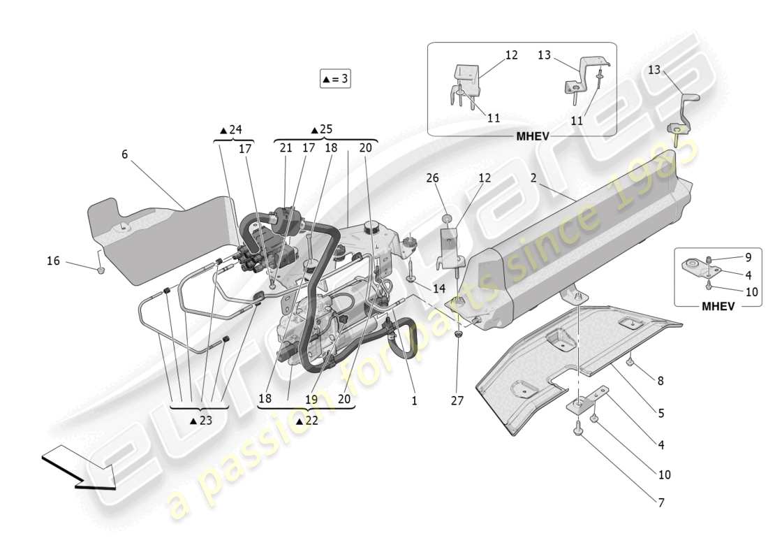 maserati grecale gt (2023) air suspension system parts diagram