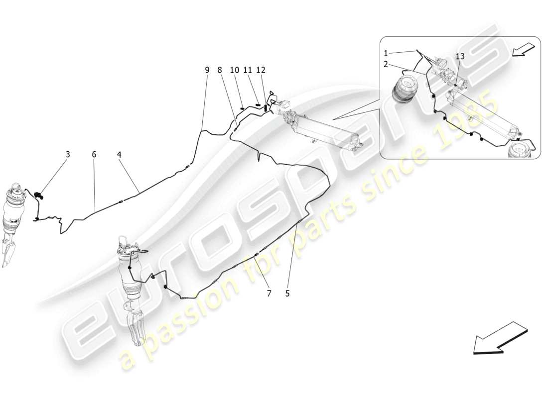 maserati grecale gt (2023) air suspension system parts diagram