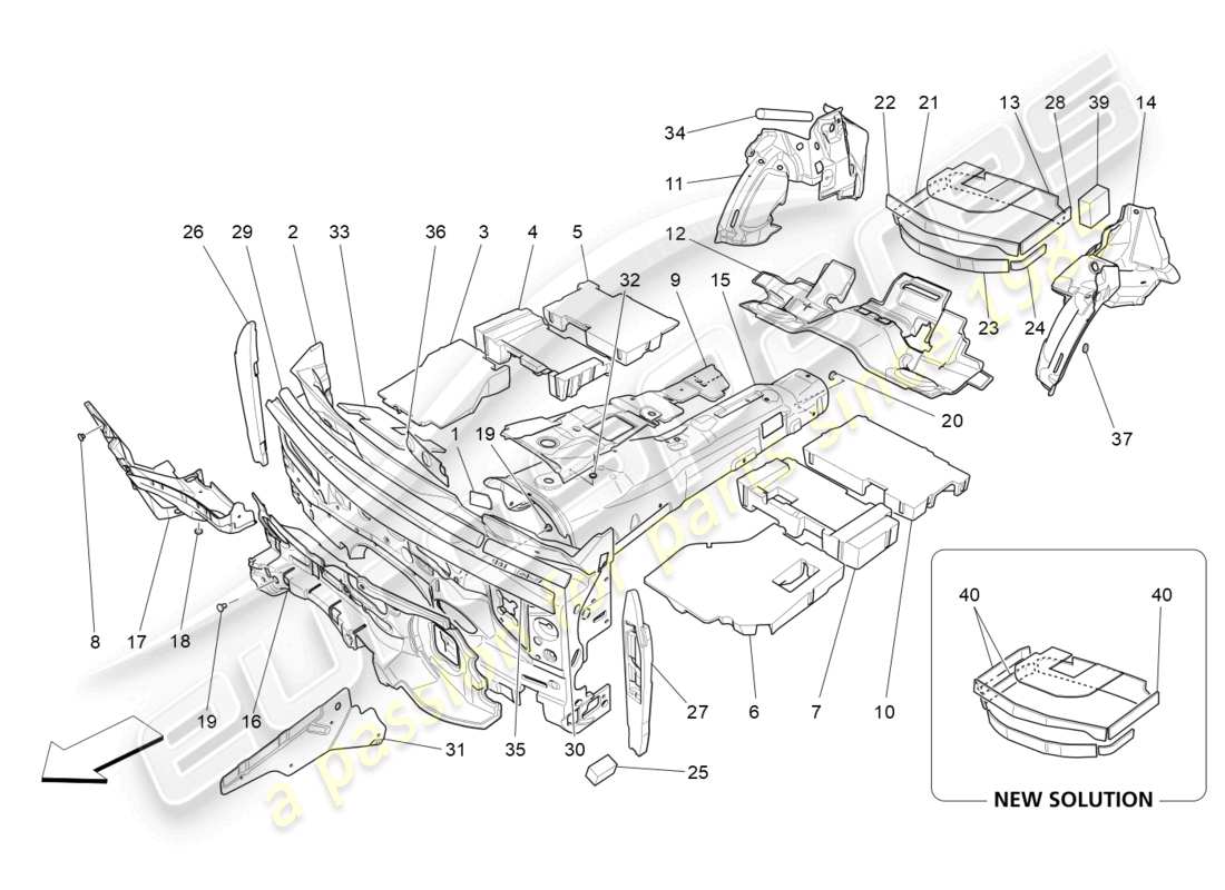 maserati levante tributo (2021) sound-proofing panels inside the vehicle part diagram