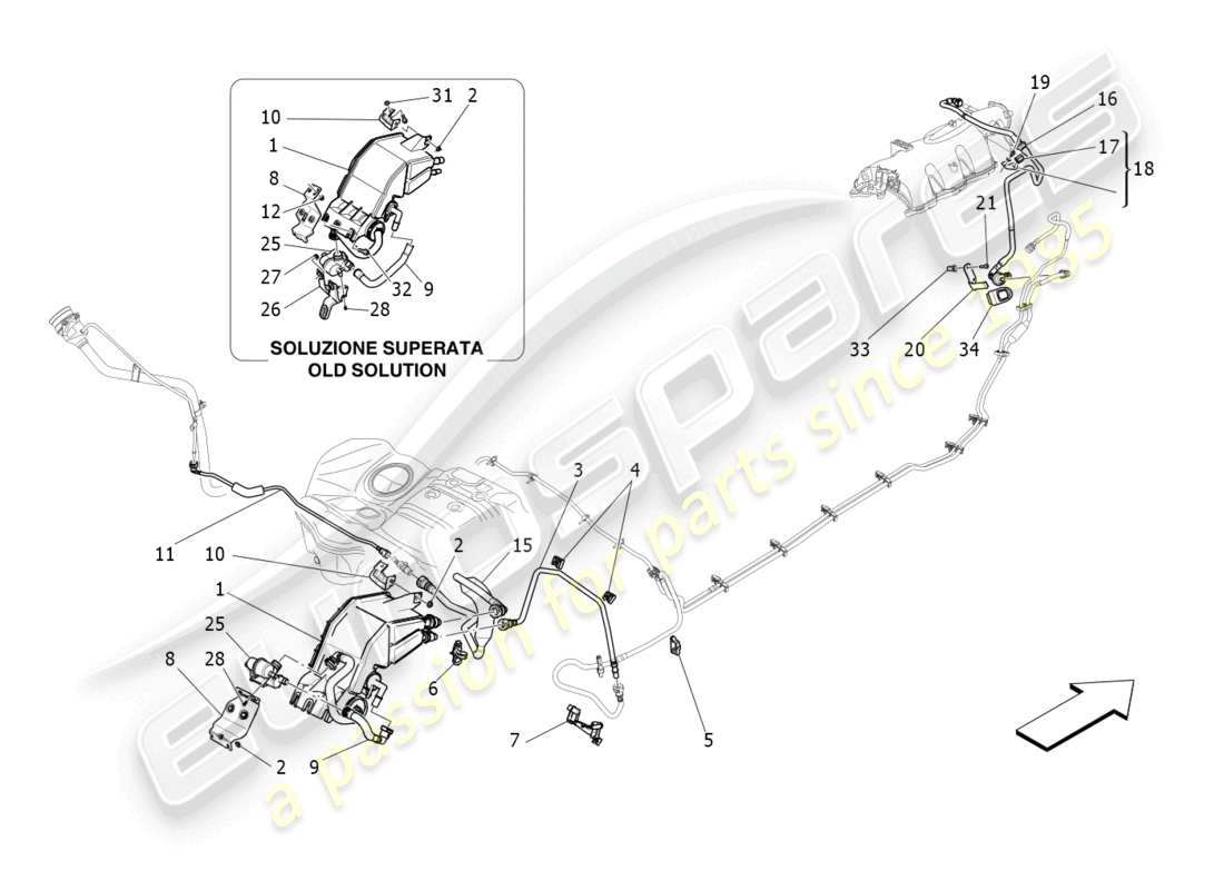 maserati ghibli fragment (2022) fuel vapour recirculation system part diagram