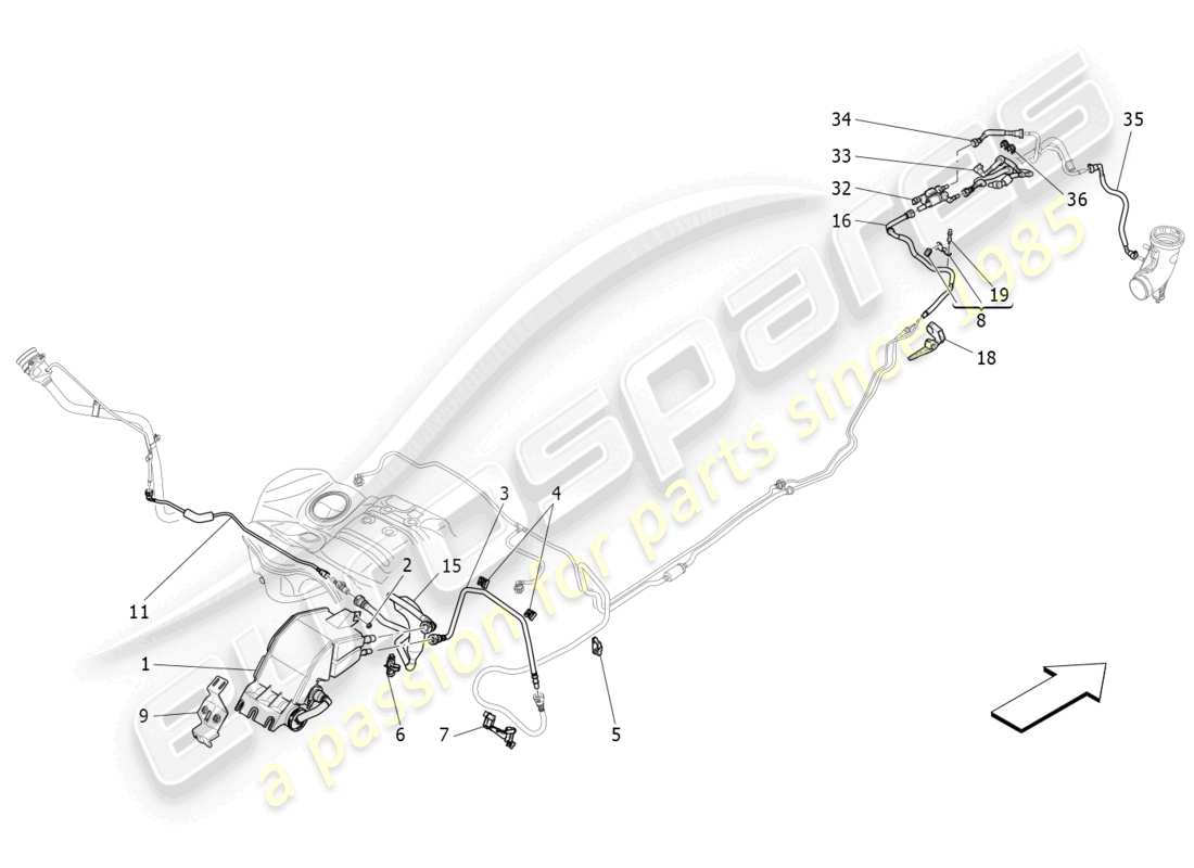 maserati levante trofeo (2020) fuel vapour recirculation system part diagram
