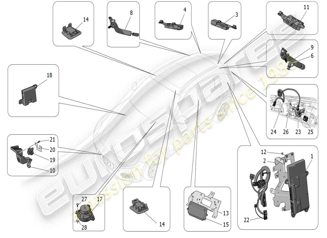 maserati grecale modena (2023) it system part diagram