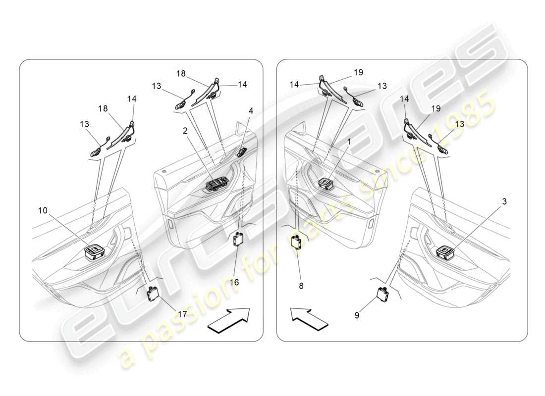 maserati levante zenga (2020) door devices part diagram