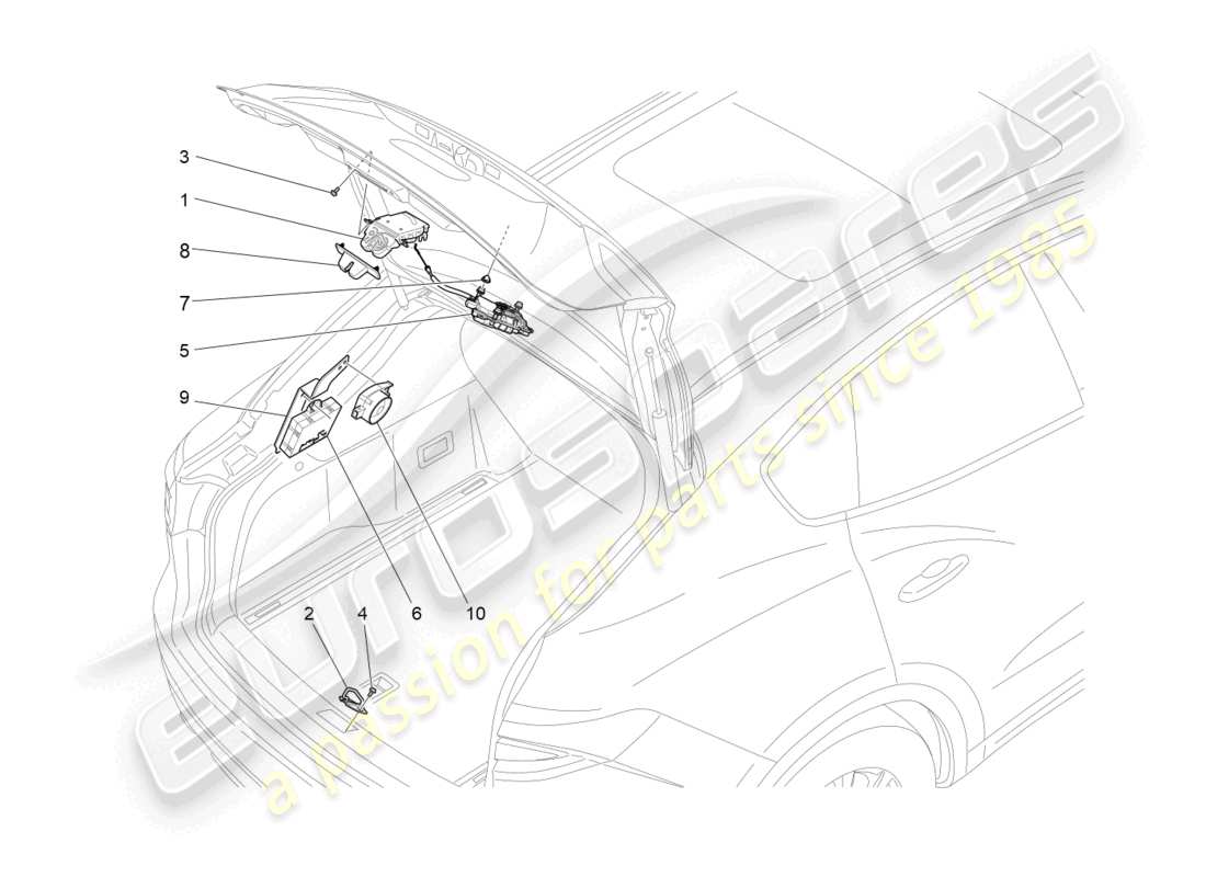 maserati levante (2019) rear liftgate opening control parts diagram