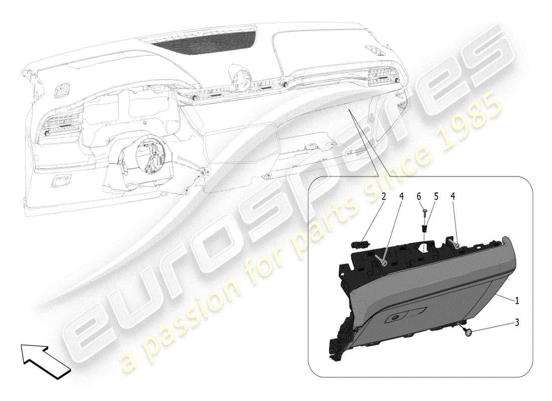 maserati grecale modena (2023) glove compartments part diagram