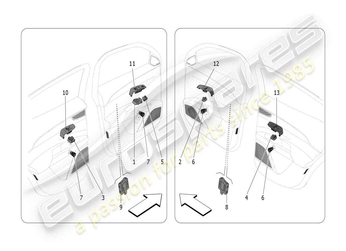 maserati grecale modena (2023) door devices part diagram