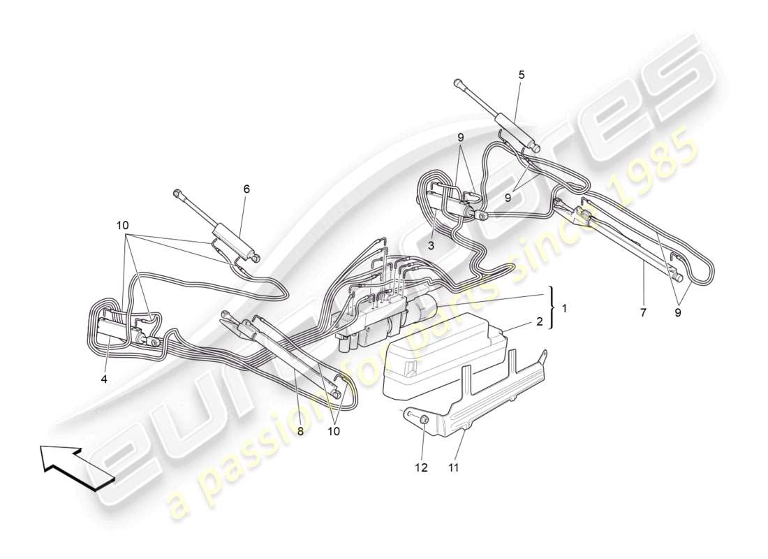 maserati grancabrio mc (2013) electrical capote: hydraulic system part diagram