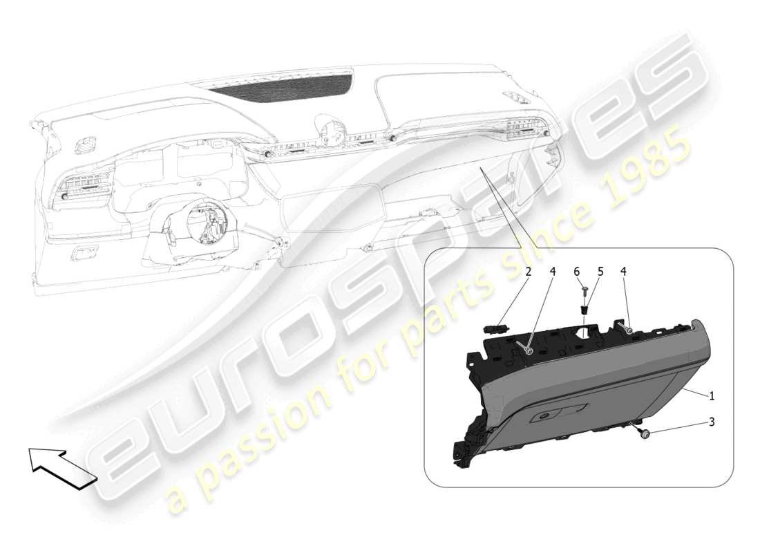 maserati grecale gt (2023) glove compartments parts diagram