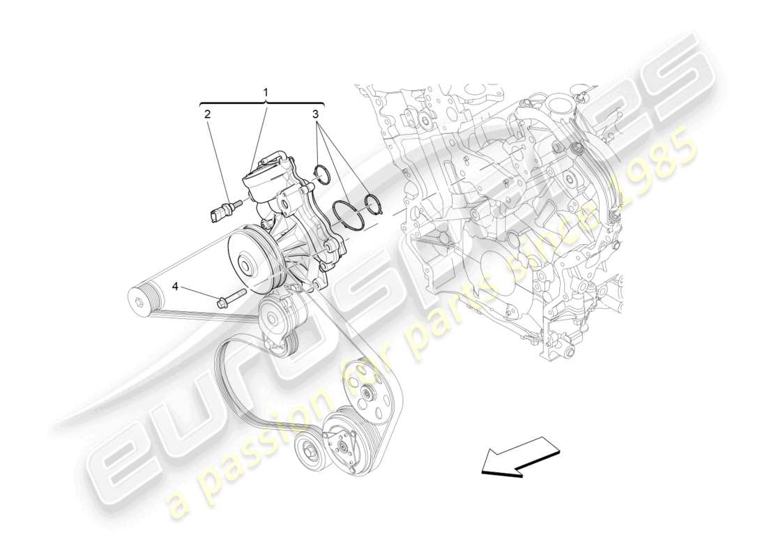 maserati levante (2019) cooling system: water pump parts diagram