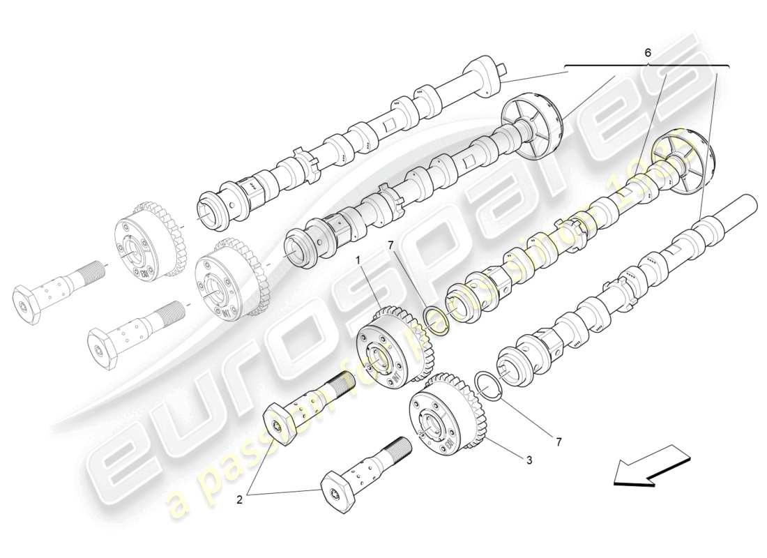 maserati levante modena s (2022) lh cylinder head camshafts parts diagram