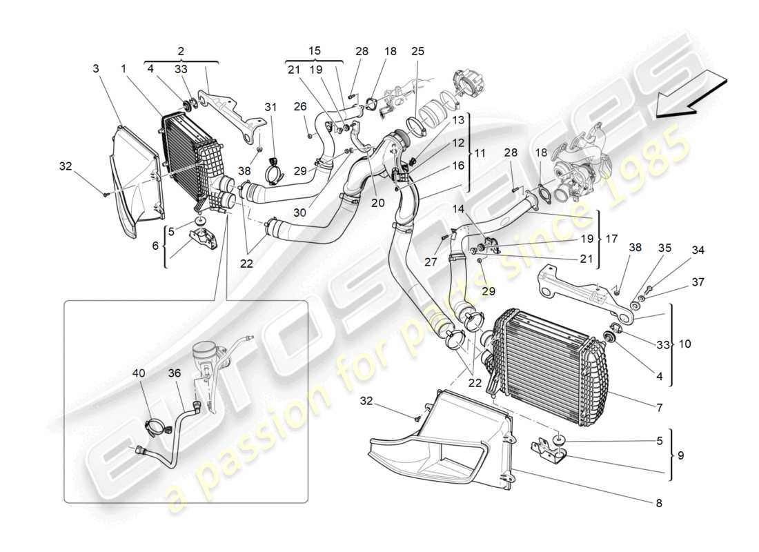 maserati levante (2019) intercooler system parts diagram