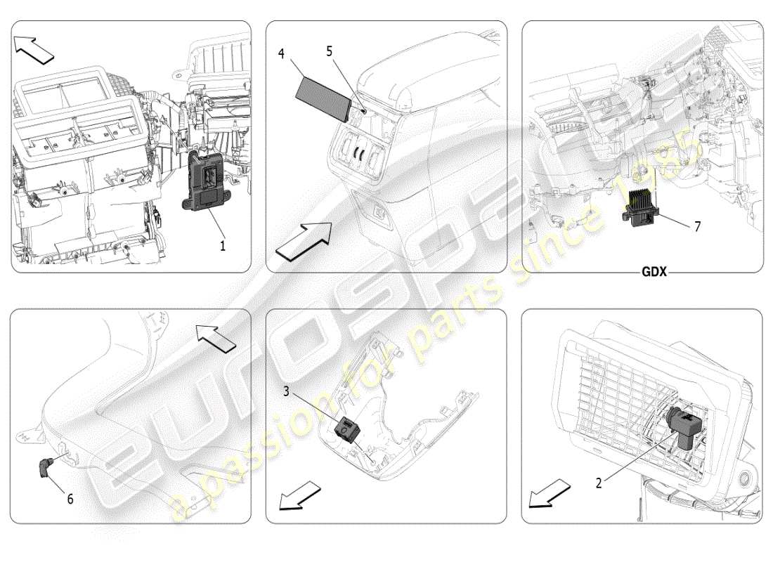 maserati grecale modena (2023) a/c unit: electronic control parts diagram