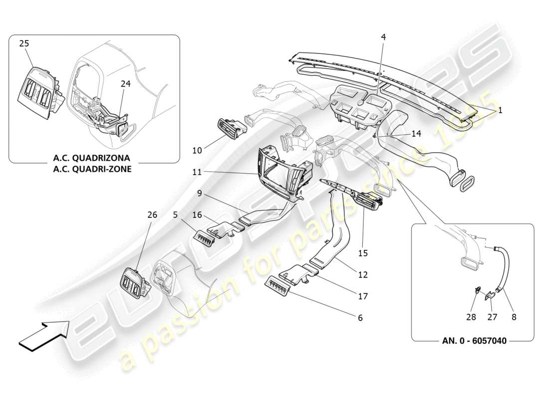 maserati levante (2019) a/c unit: diffusion parts diagram