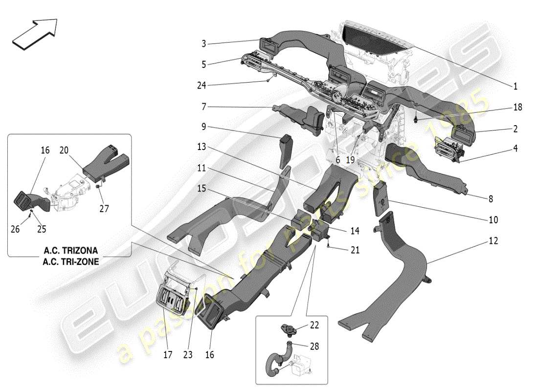 maserati grecale modena (2023) a/c unit: diffusion part diagram