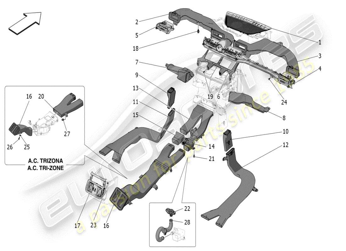 maserati grecale modena (2023) a/c unit: diffusion part diagram