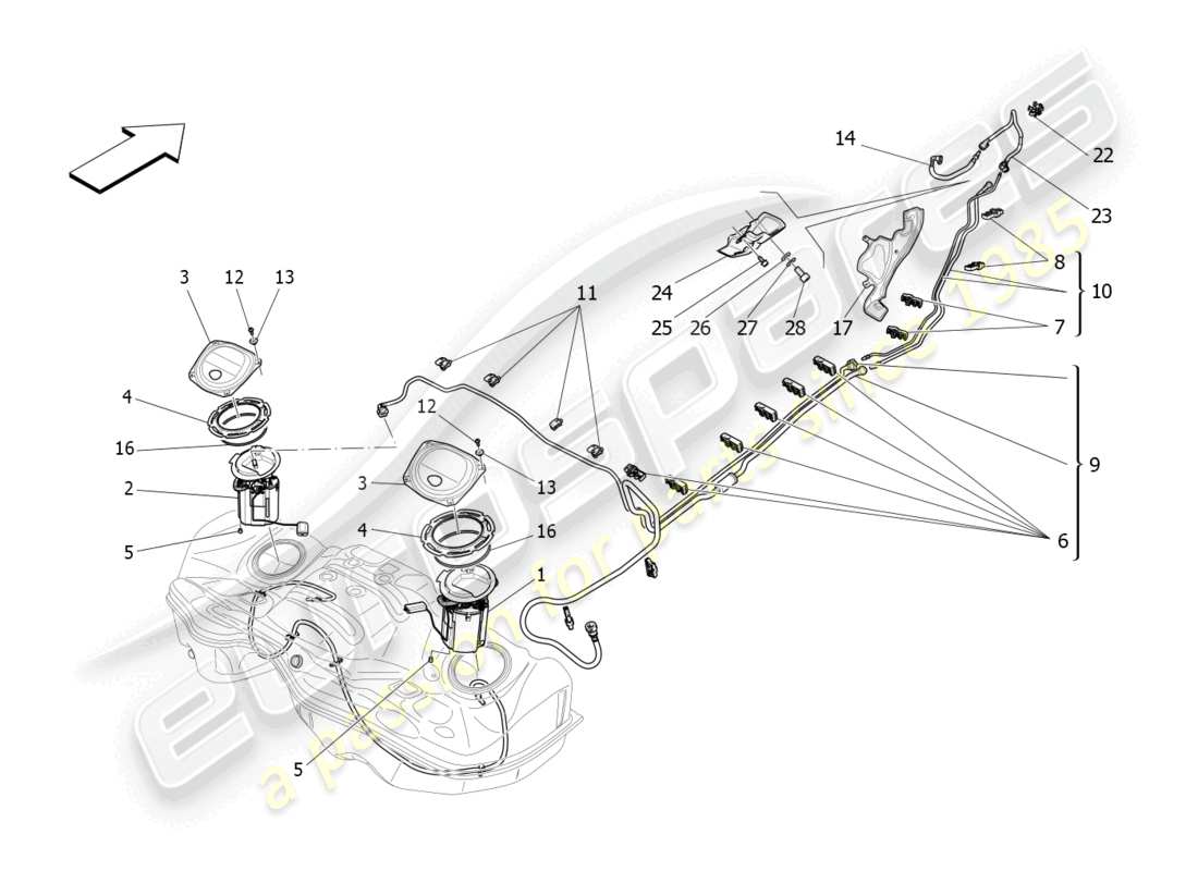 maserati levante (2019) fuel pumps and connection lines parts diagram