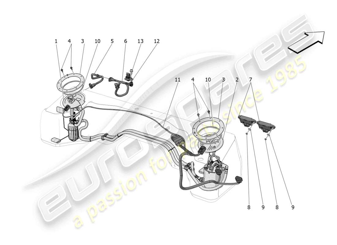 maserati mc20 cielo (2023) fuel pumps and connection lines part diagram