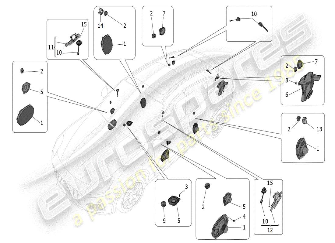 maserati grecale modena (2023) sound diffusion system part diagram