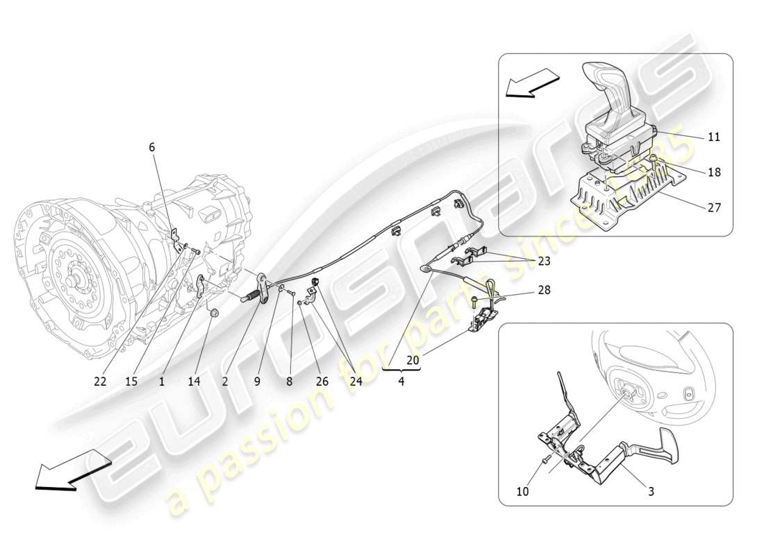 maserati levante zenga (2020) driver controls for automatic gearbox part diagram