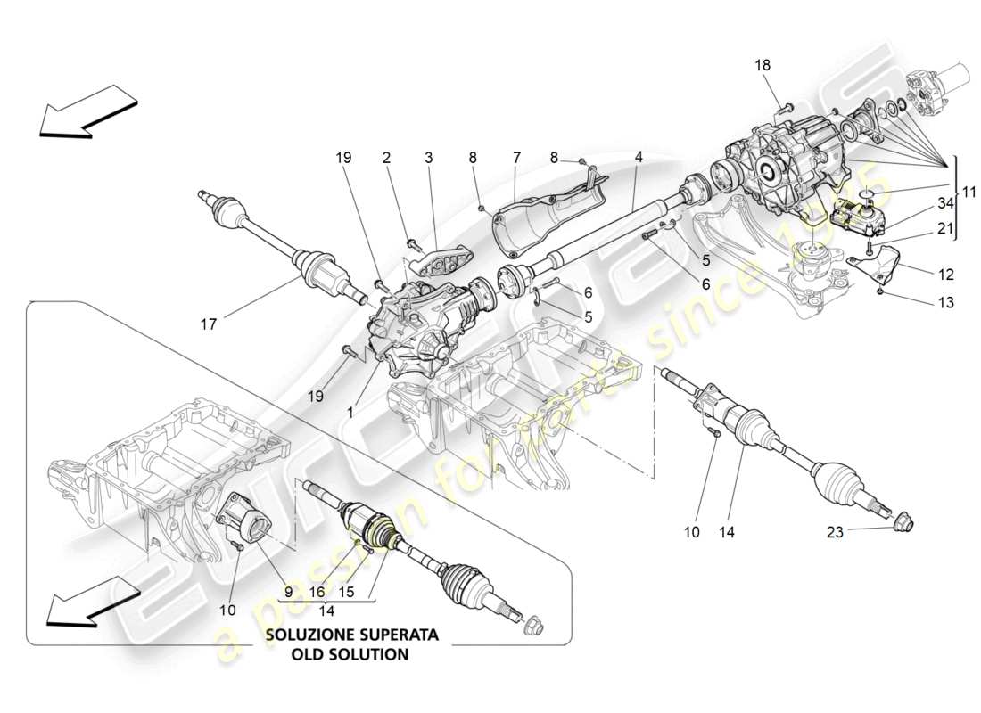 maserati ghibli (2014) front wheels transmission parts diagram