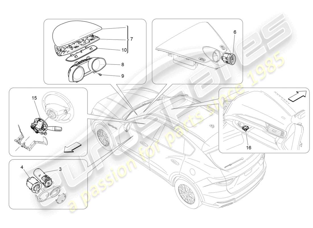 maserati levante (2019) dashboard devices parts diagram