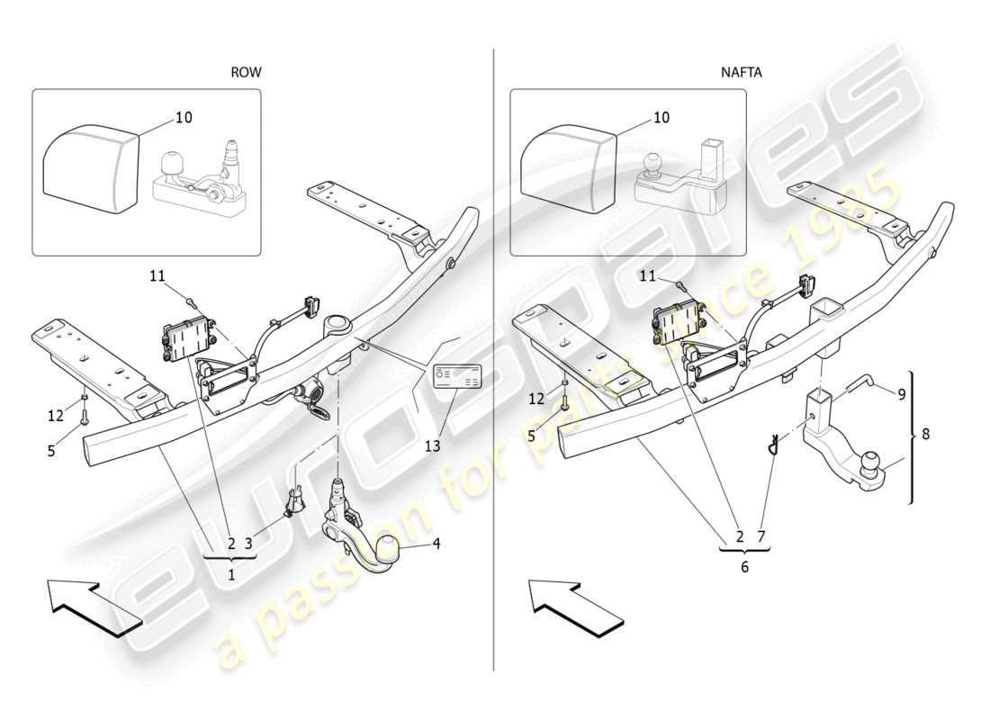 maserati levante (2019) standard provided parts diagram