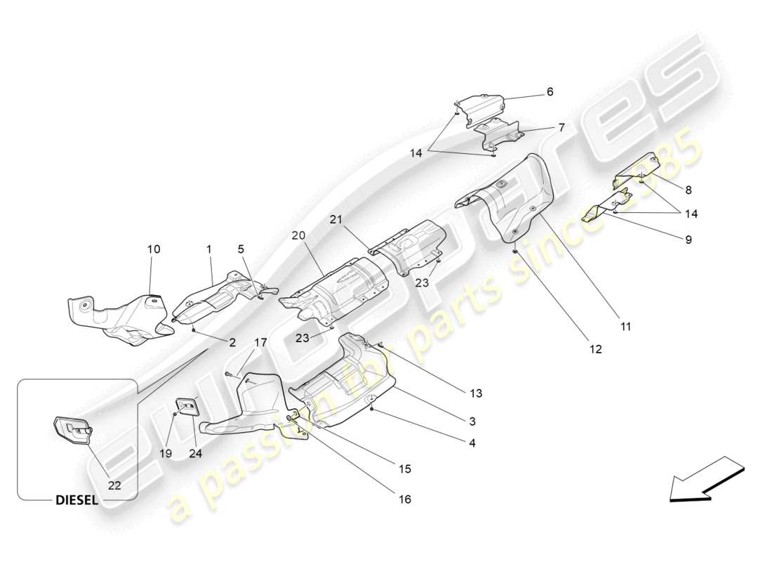 maserati ghibli (2014) thermal insulating panels part diagram