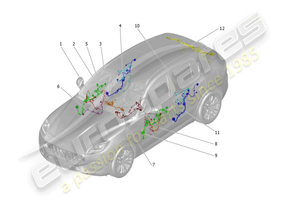 maserati grecale gt (2023) main wiring parts diagram