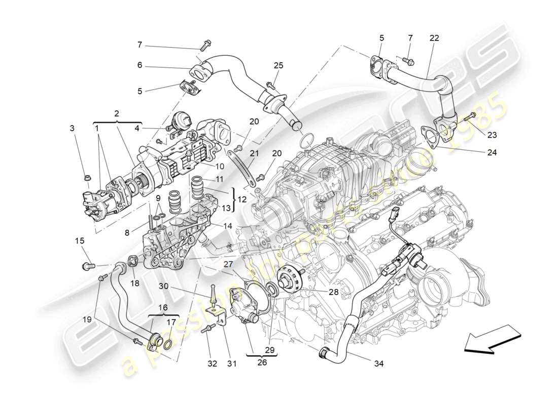 maserati ghibli (2014) oil vapour recirculation system part diagram