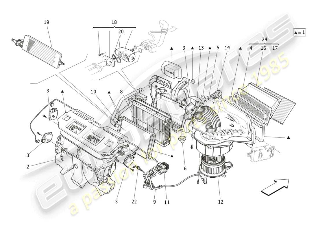 maserati ghibli (2014) a/c unit: dashboard devices parts diagram