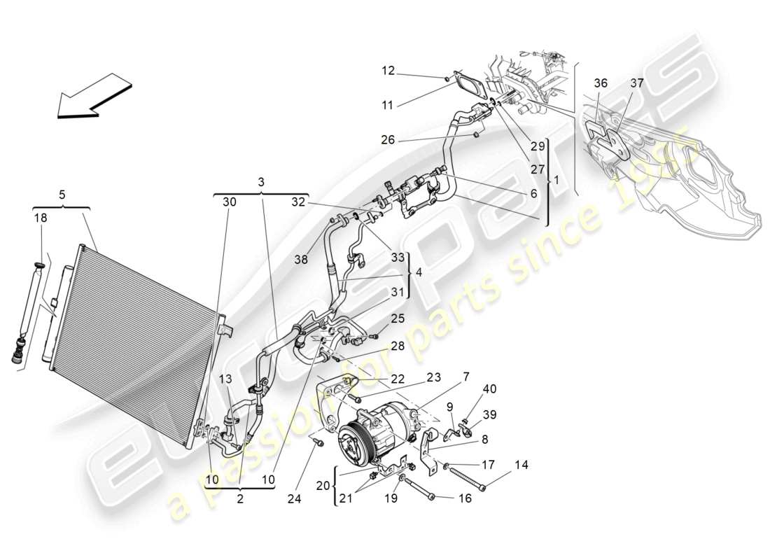 maserati levante zenga (2020) a/c unit: engine compartment devices part diagram