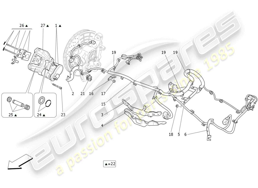 maserati ghibli fragment (2022) parking brake parts diagram