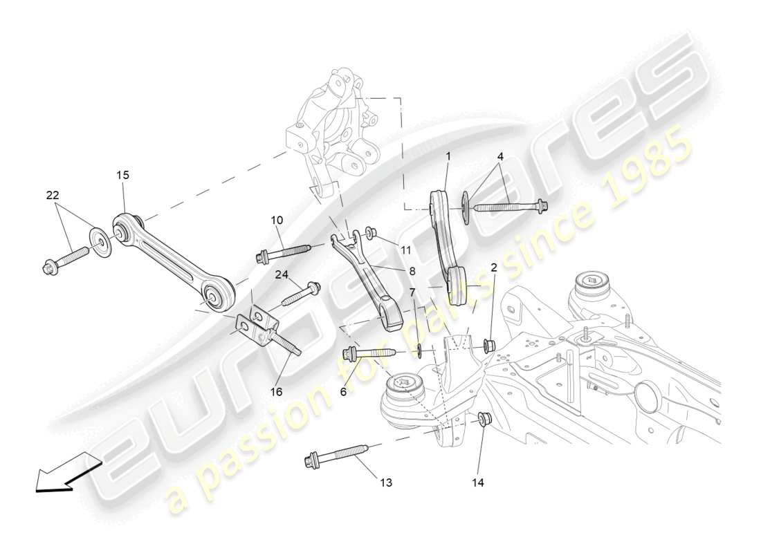 maserati levante zenga (2020) rear suspension part diagram