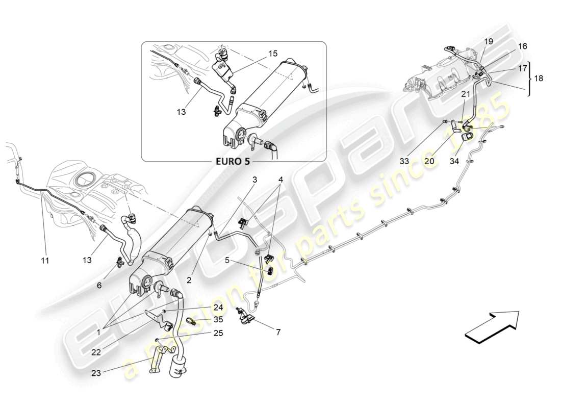 maserati ghibli (2014) fuel vapour recirculation system part diagram