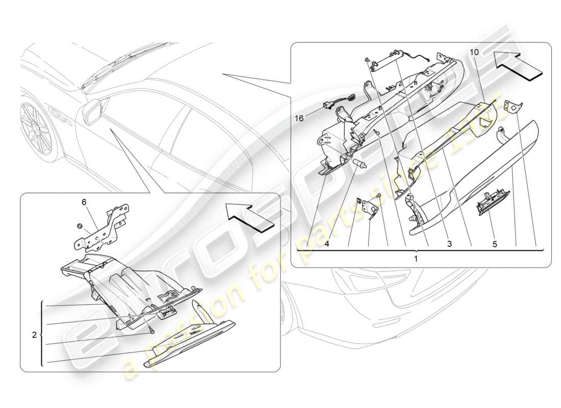 maserati ghibli (2014) glove compartments part diagram