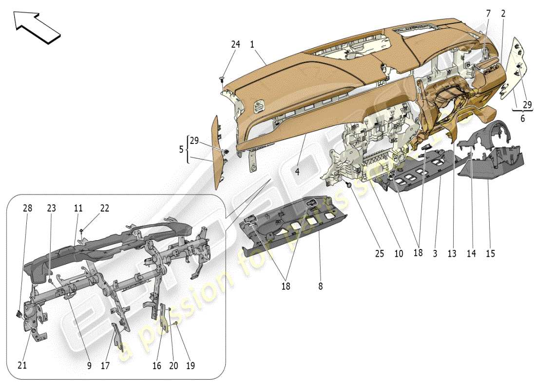 maserati grecale modena (2023) dashboard unit part diagram