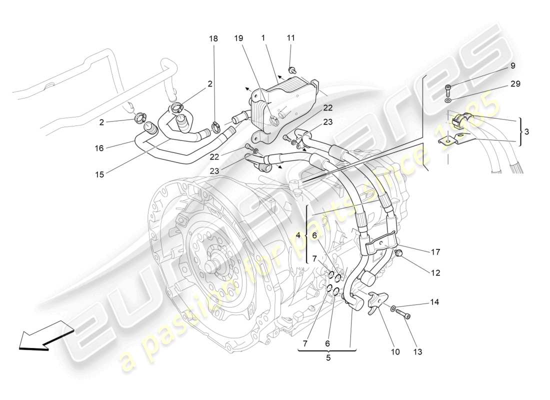maserati levante modena (2022) lubrication and gearbox oil cooling part diagram