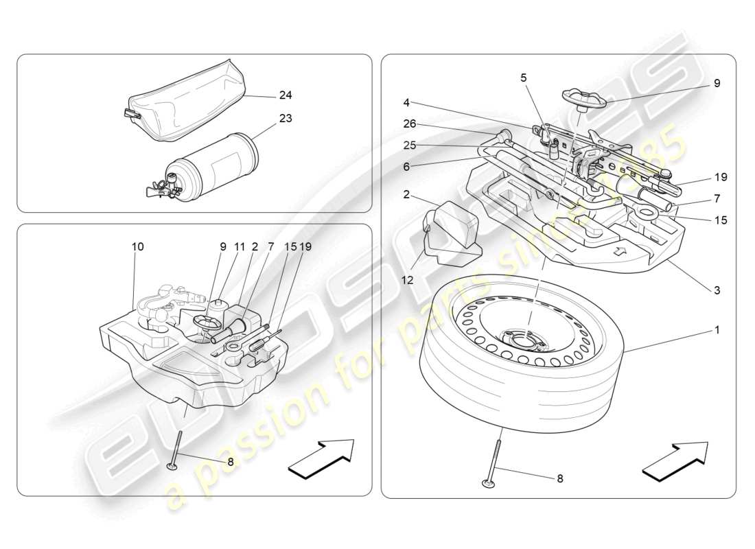 maserati levante (2019) standard provided parts diagram