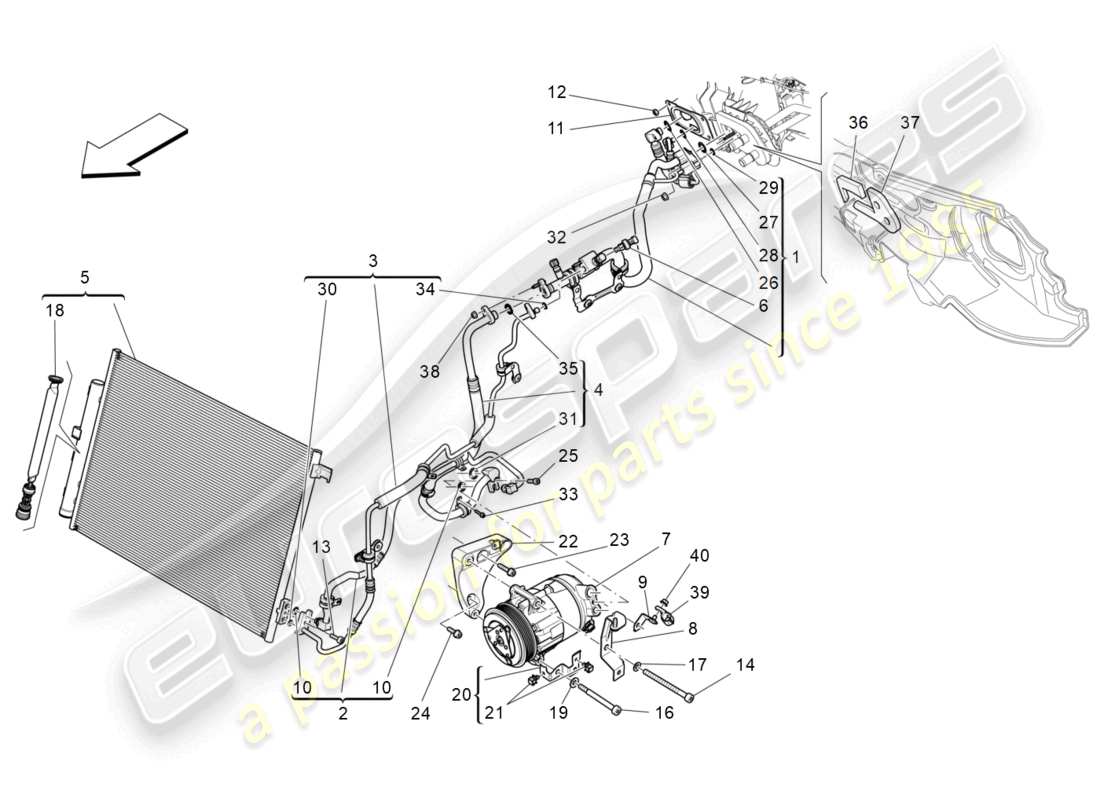 maserati levante (2019) a/c unit: engine compartment devices parts diagram