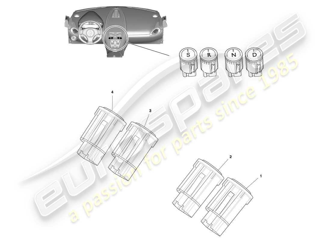 aston martin one-77 (2011) transmission switches part diagram