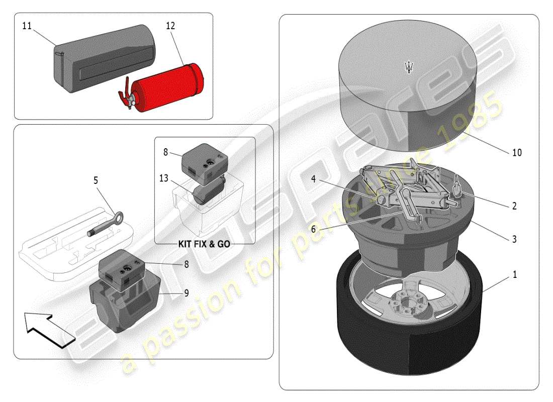 maserati grecale modena (2023) standard provided part diagram