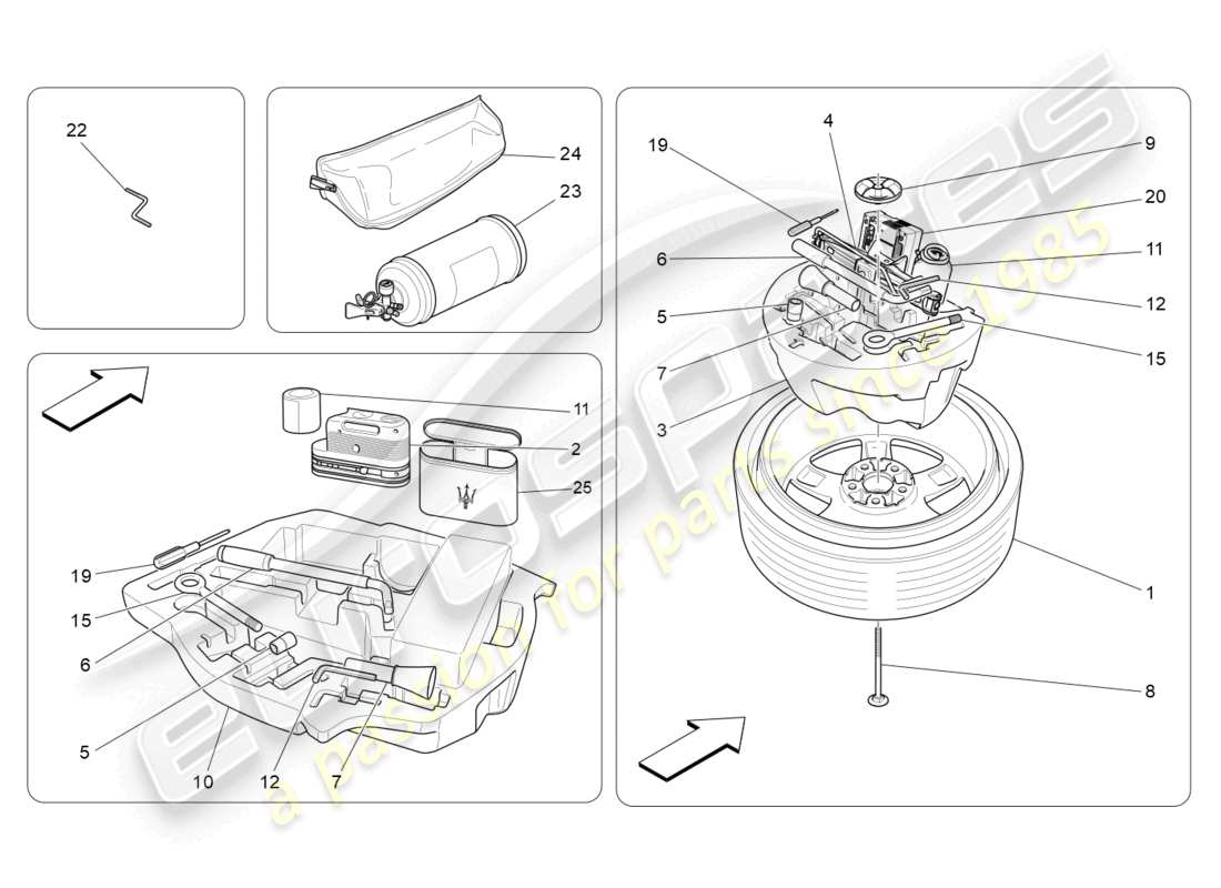 maserati ghibli (2015) standard provided part diagram