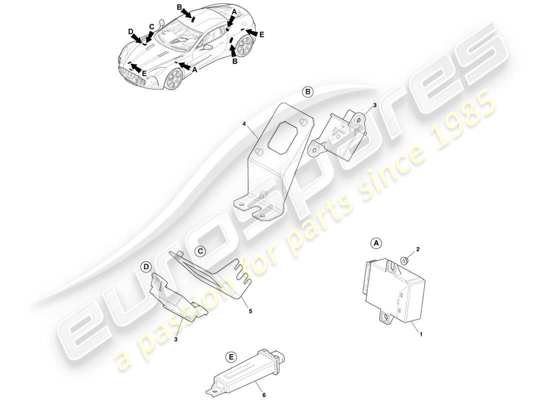 aston martin one-77 (2011) tyre pressure module part diagram