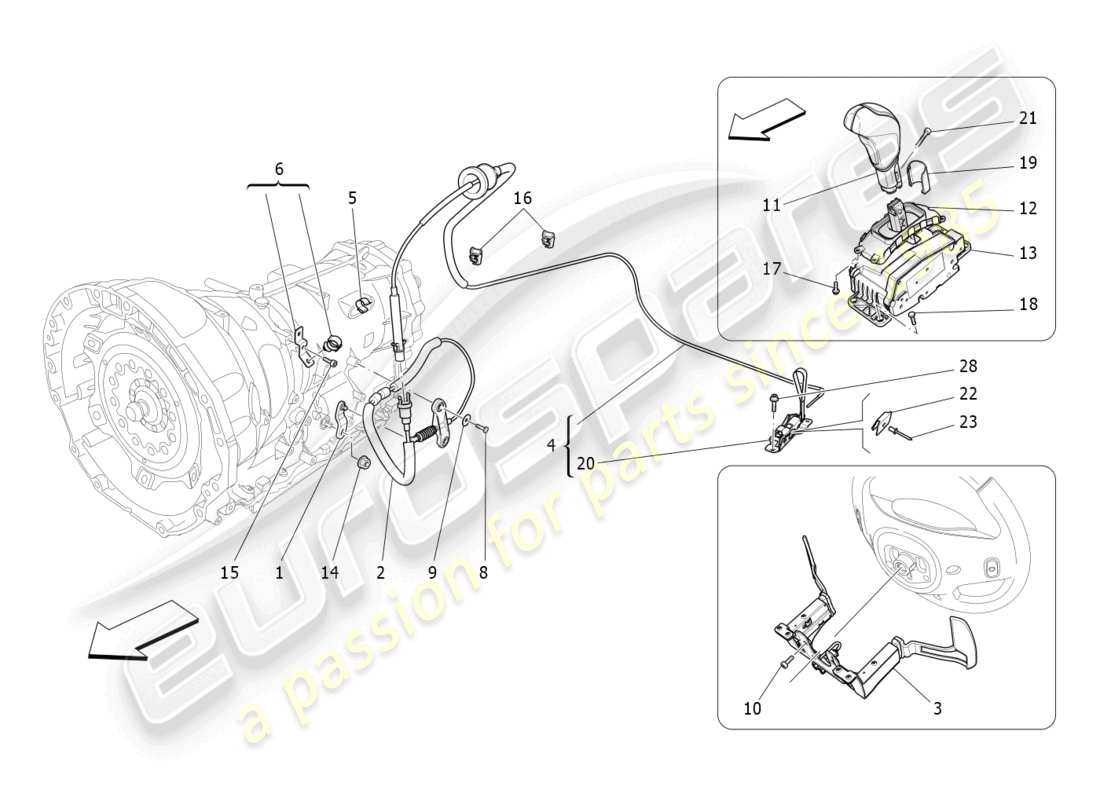 maserati ghibli (2014) driver controls for automatic gearbox part diagram