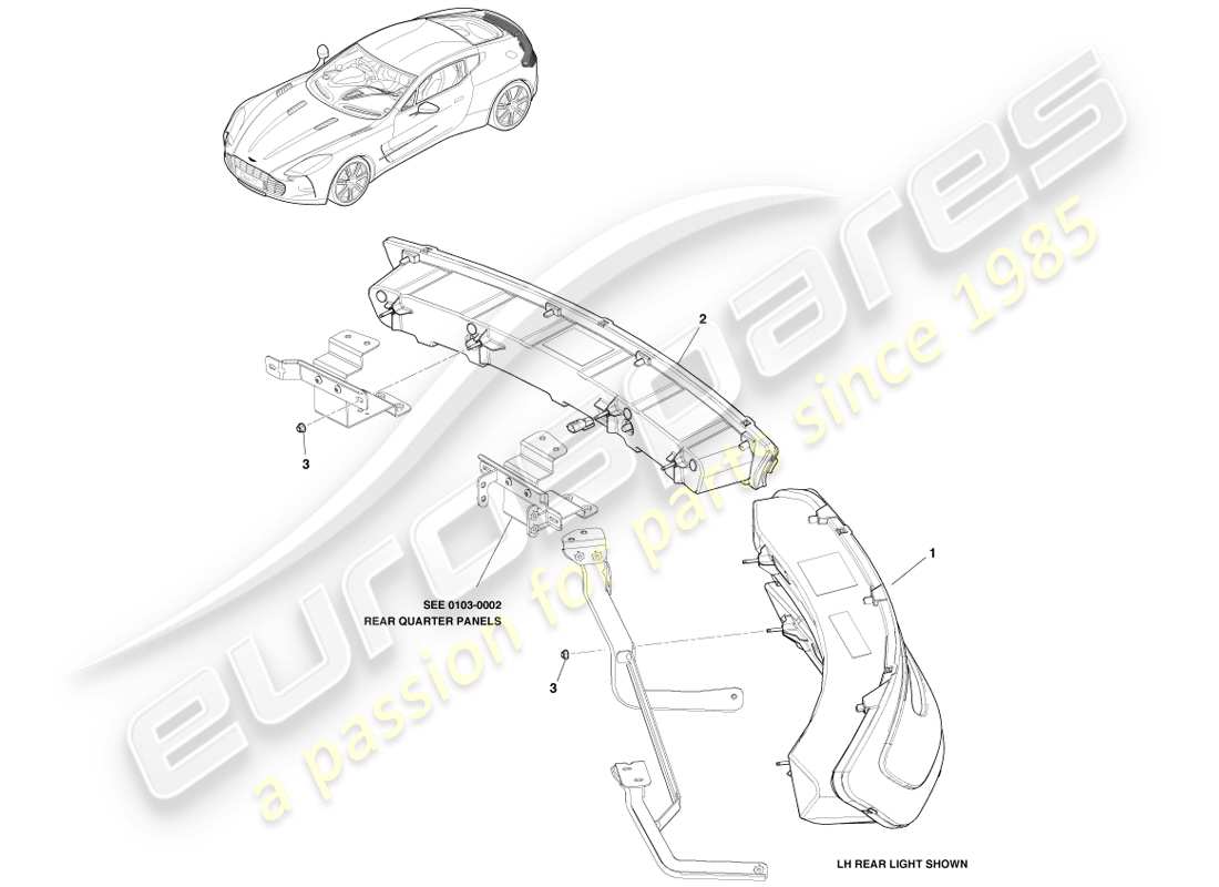 aston martin one-77 (2011) rear lamps part diagram