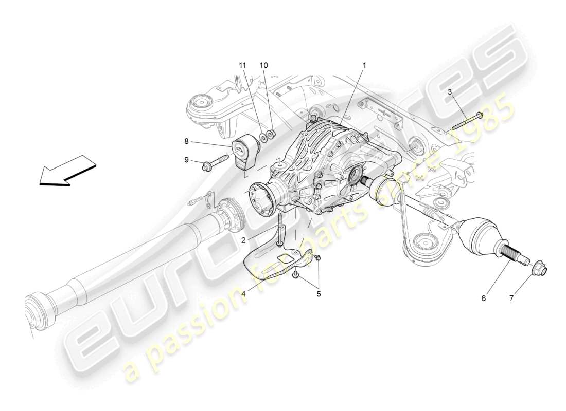 maserati ghibli (2016) differential and rear axle shafts parts diagram