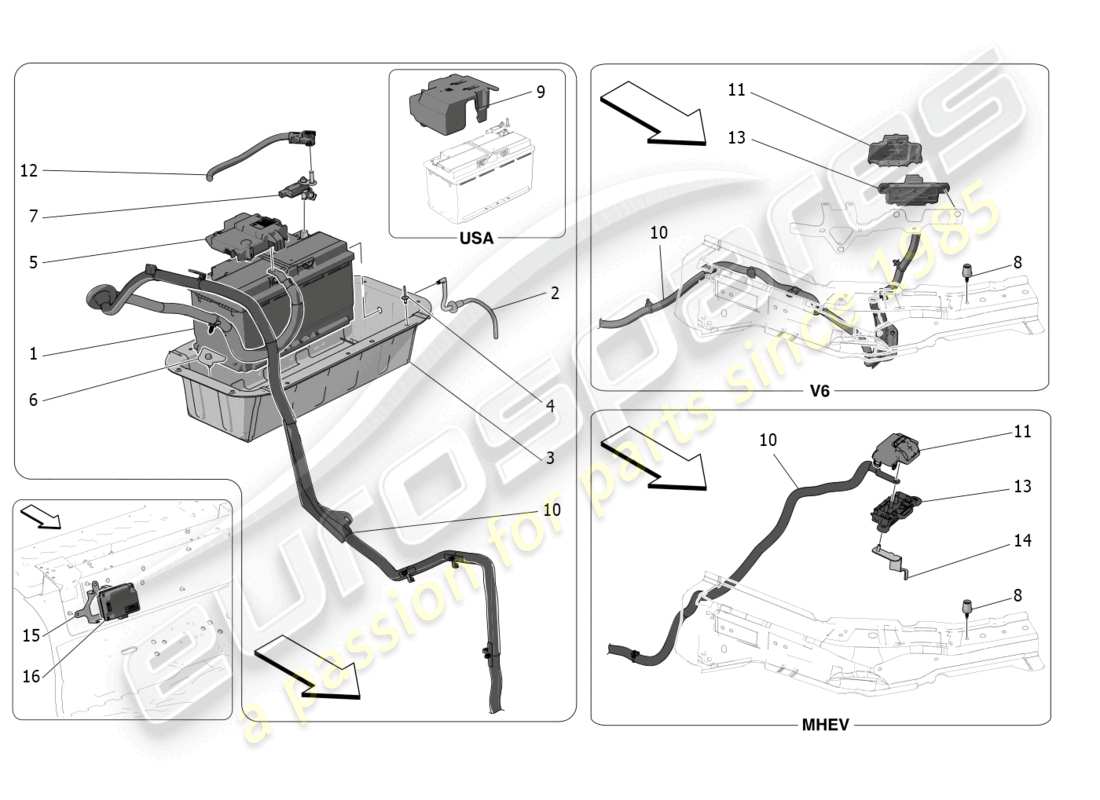 maserati grecale gt (2023) energy generation and accumulation parts diagram