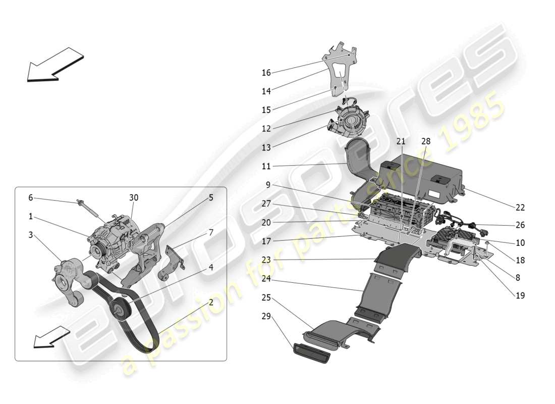 maserati grecale gt (2023) energy generation and accumulation parts diagram