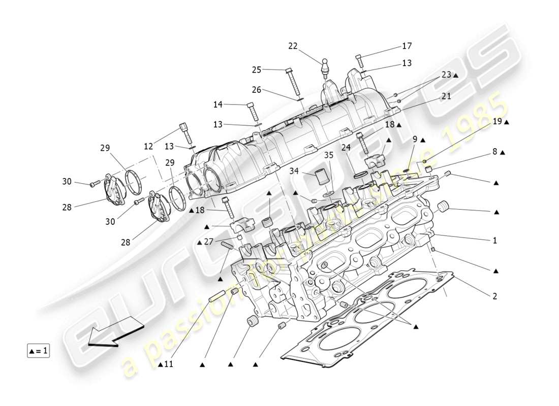 maserati levante (2020) rh cylinder head part diagram